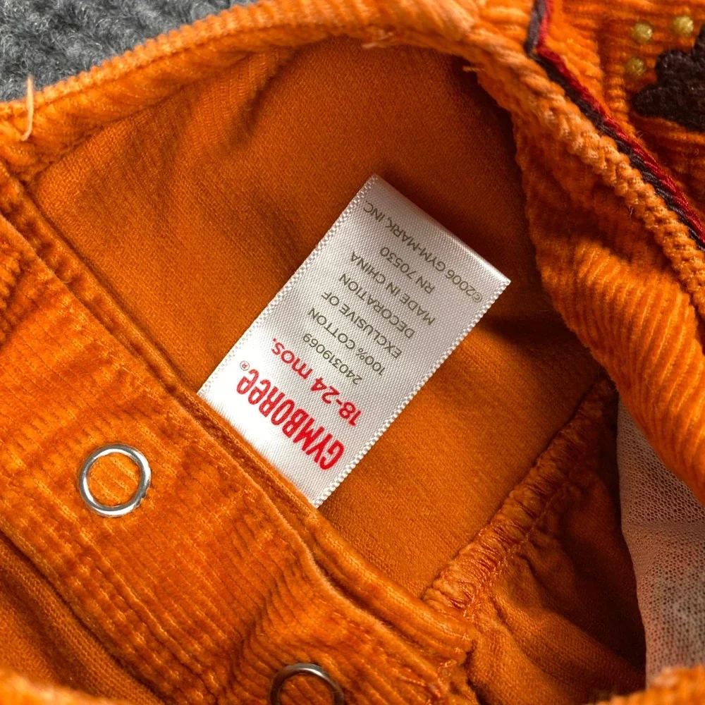 Gymboree Girls Orange Corduroy Embroidered Bird Floral Tunic Top 18-24 Months